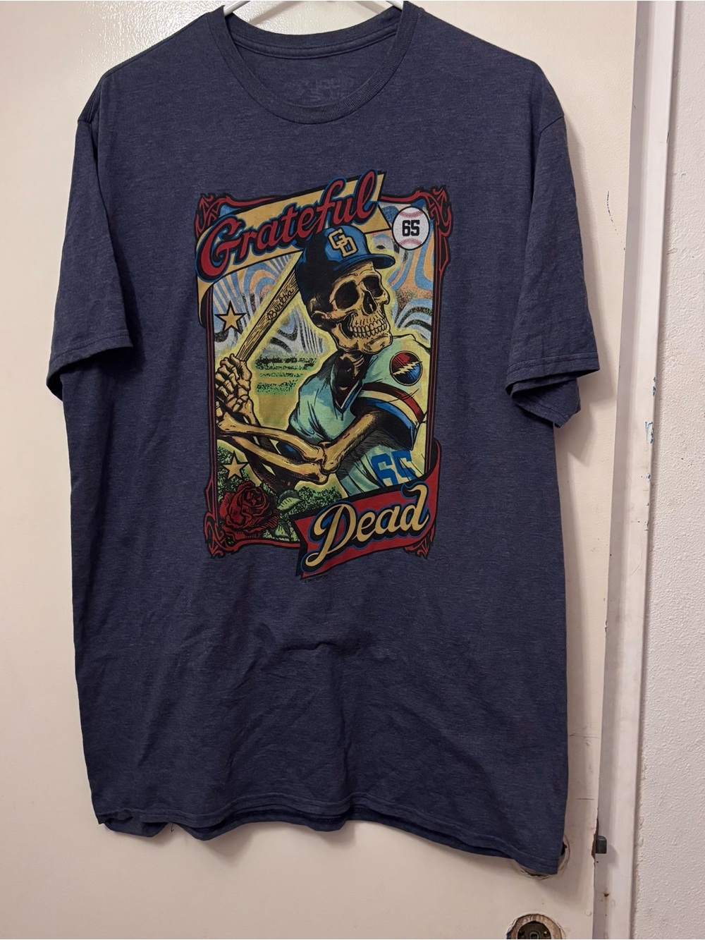 Grateful Dead Navy Short-Sleeve Baseball Skull Graphic Tee